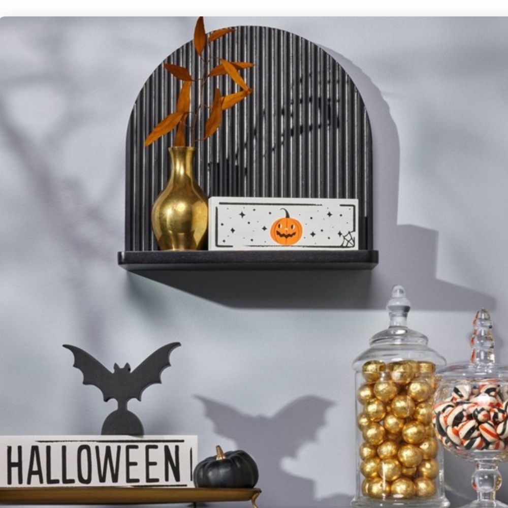 Dual sided wood block Hyde and Eek Halloween